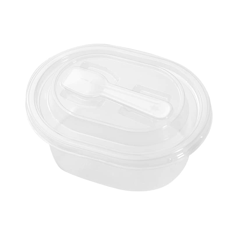Oval tall dessert blister box with spoon